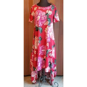 Frumos size large red floral print maxi dress